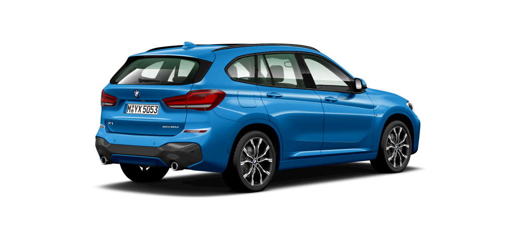 BMW BMW X in Blau von hinten