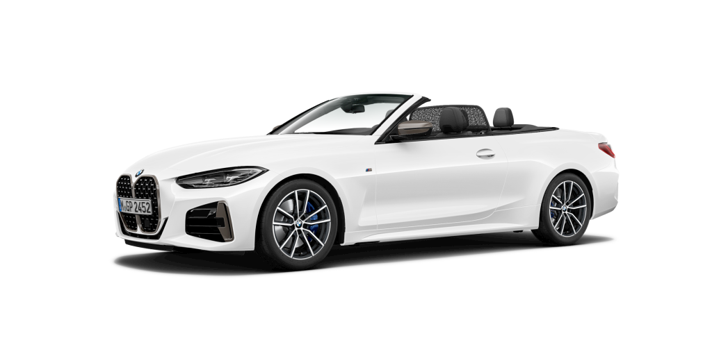 BMW M440i xDrive Cabrio in Wei&szlig; von vorne