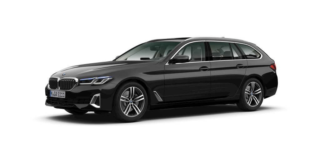 BMW 520d xDrive Touring in Schwarz von vorne