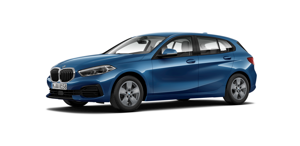 BMW 116i in Blau von vorne