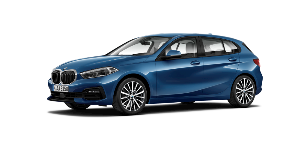 BMW 118i in Blau von vorne BMW 118i in Blau von vorne